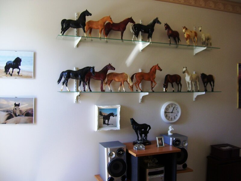Horse Figurines on Shelves