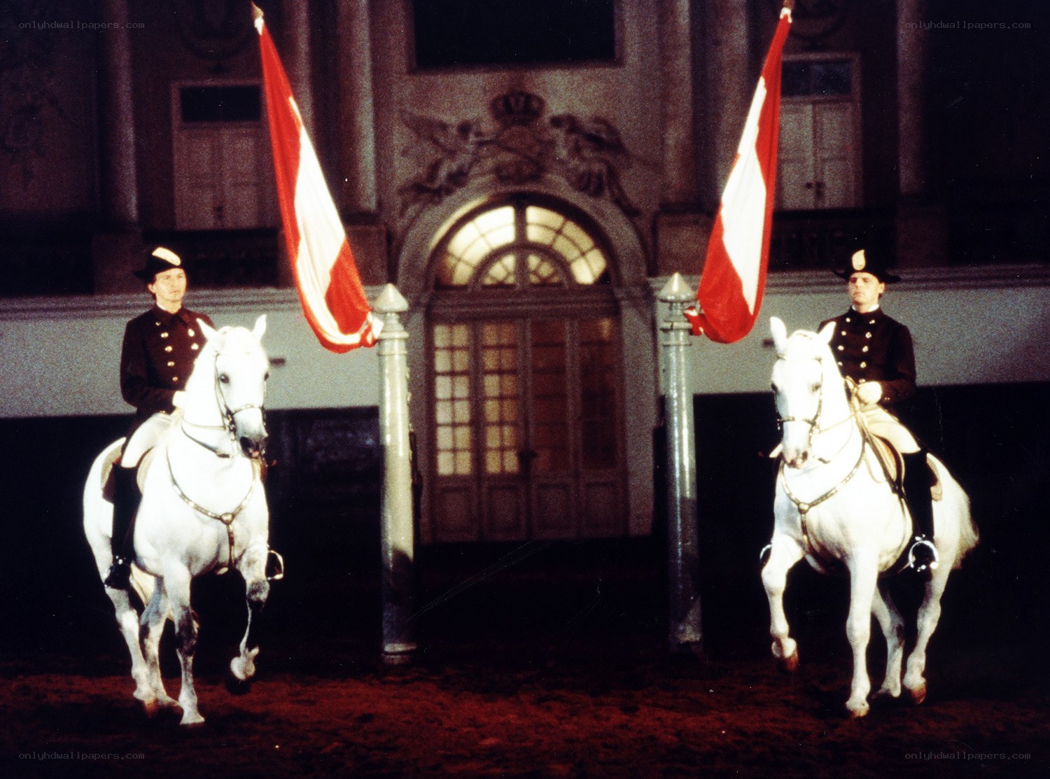 Horse guards with flags