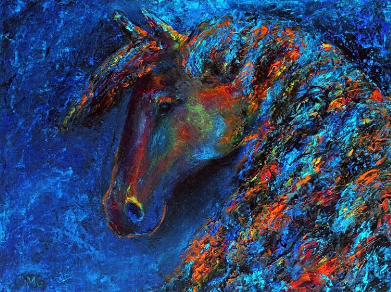 Horse Head Portrait — Blue, Dramatic