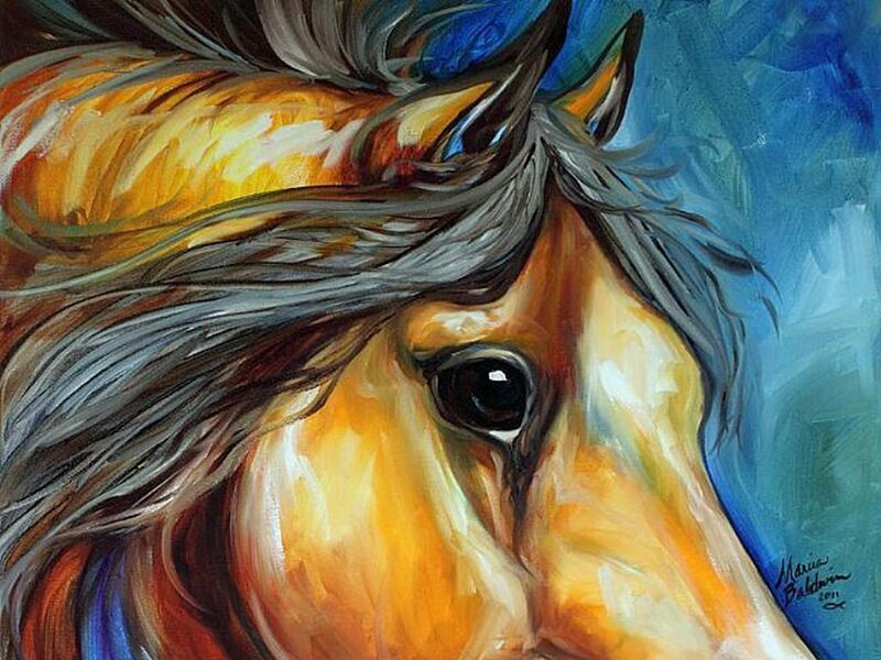 Horse Head Portrait — Yellow, Dramatic