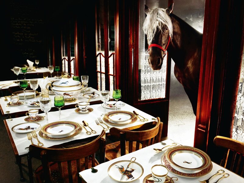 Horse in a dining room