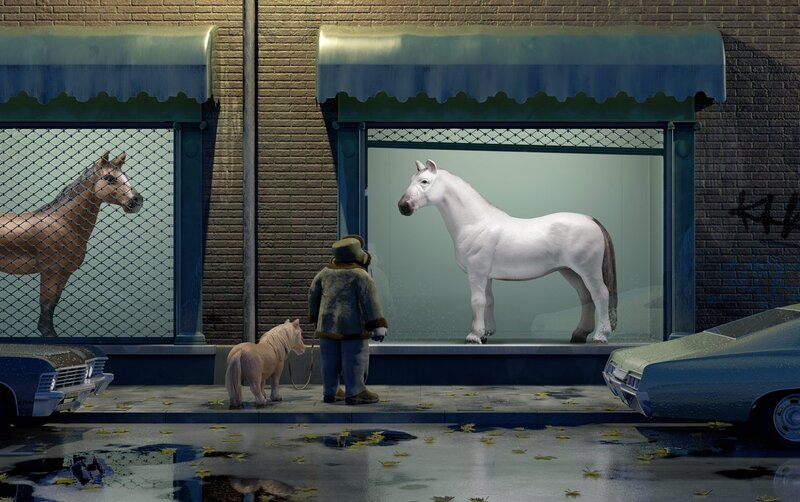 Horse in a shop window