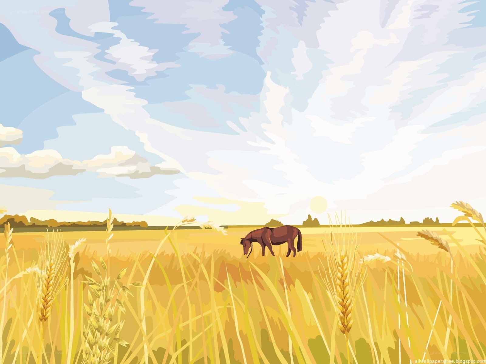 Horse in a wheat field
