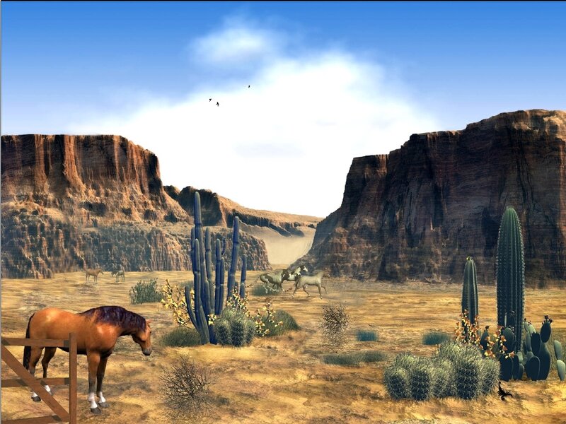 Horse in Desert Landscape — Blue