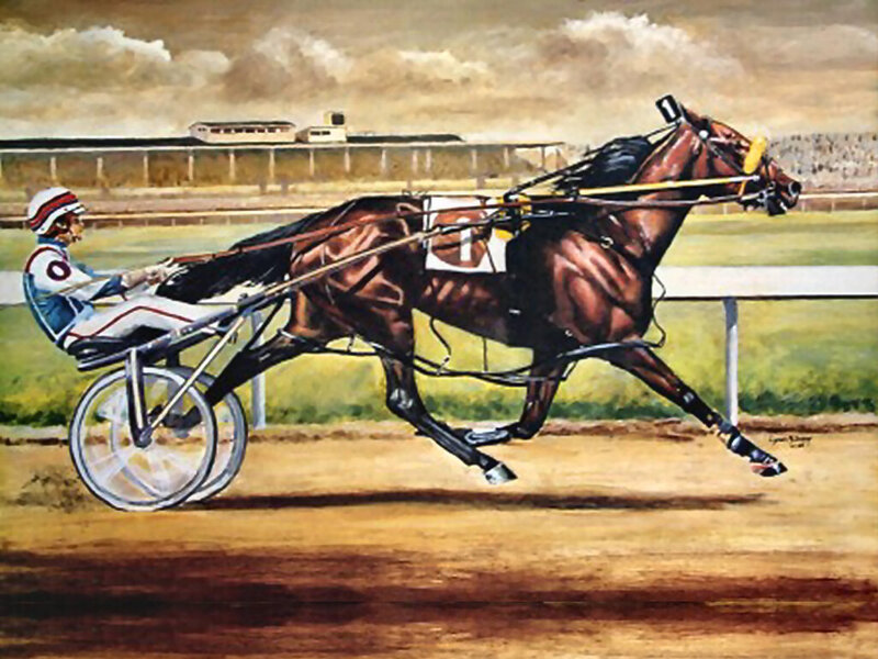 Horse Pulling a Sulky — Brown