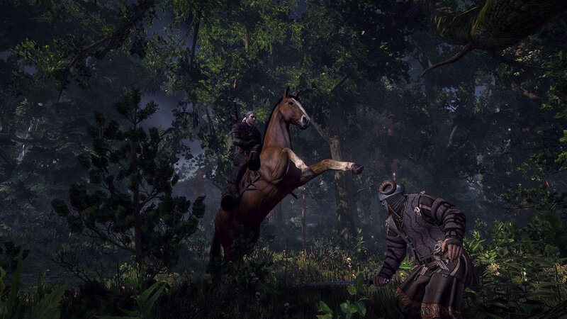 Horse Rearing on Rider — Green, Dark