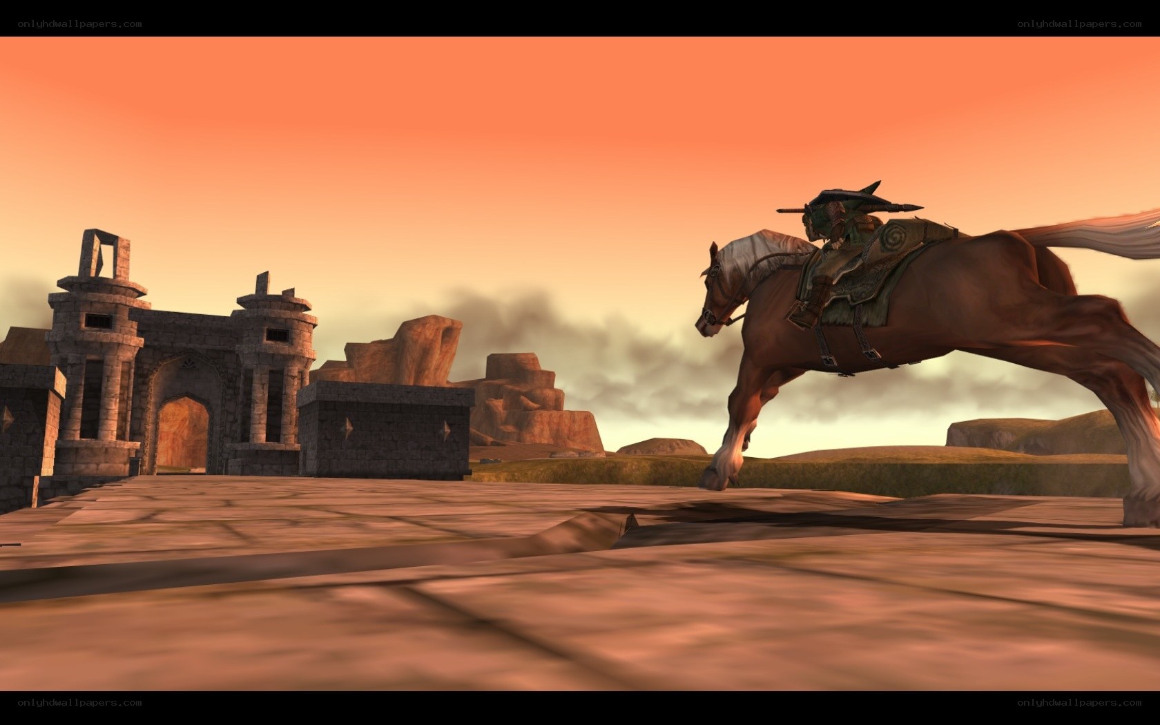 horse rider at sunset