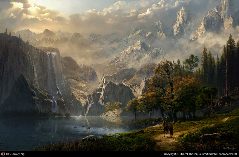 Horse Rider in Mountains — Blue