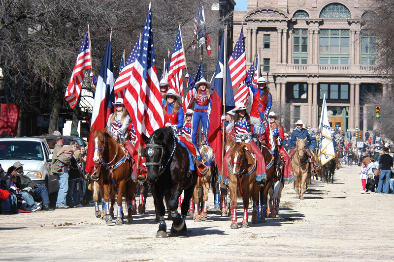 Horse Riders in Parade — Red