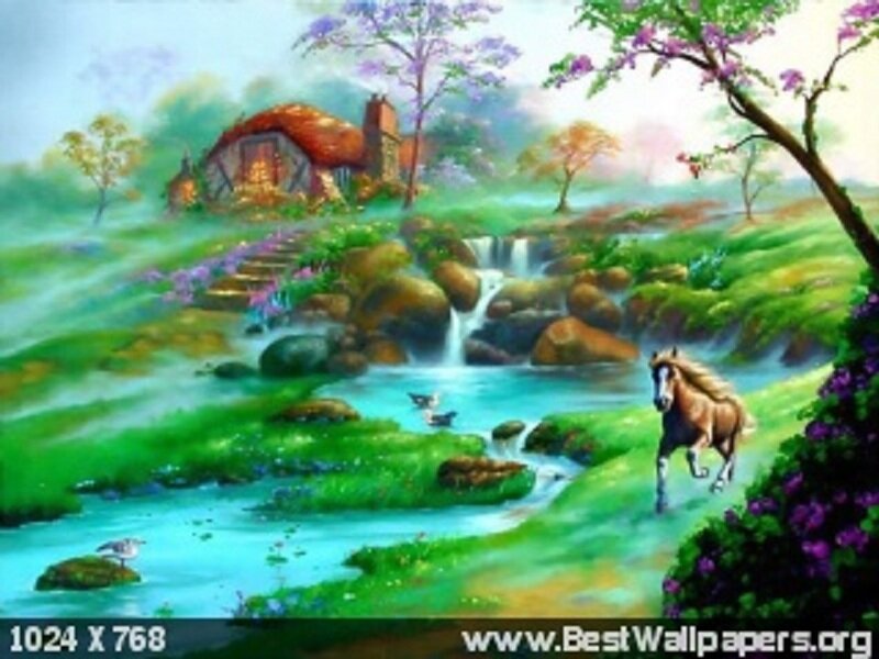 Horse Running Near Stream