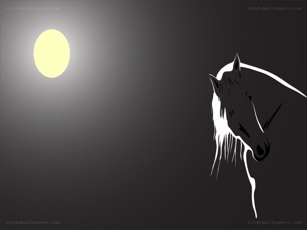 horse silhouette under moonlight