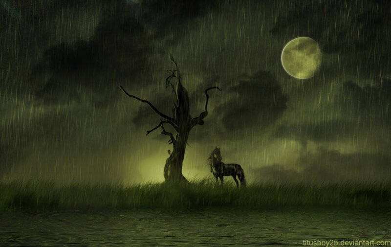 Horse under Moonlight — Green
