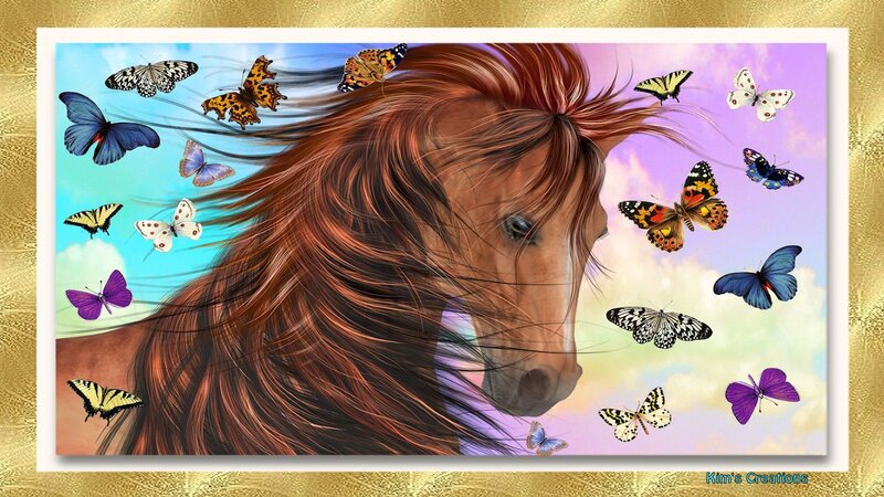 Horse with Butterflies — Brown