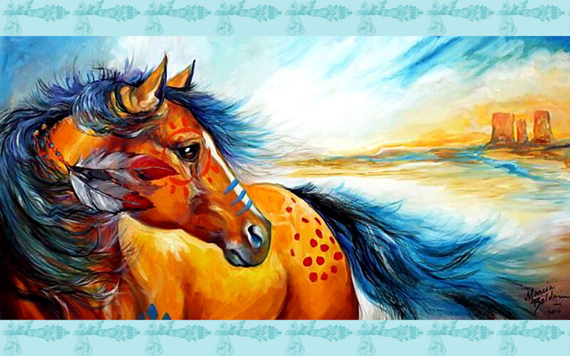 Horse with Face Paint — Orange