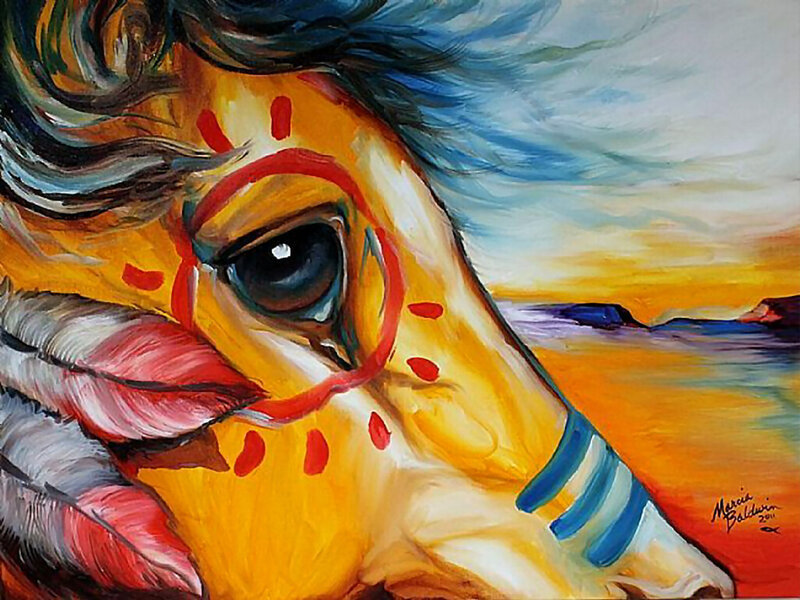 Horse with Face Paint — Yellow