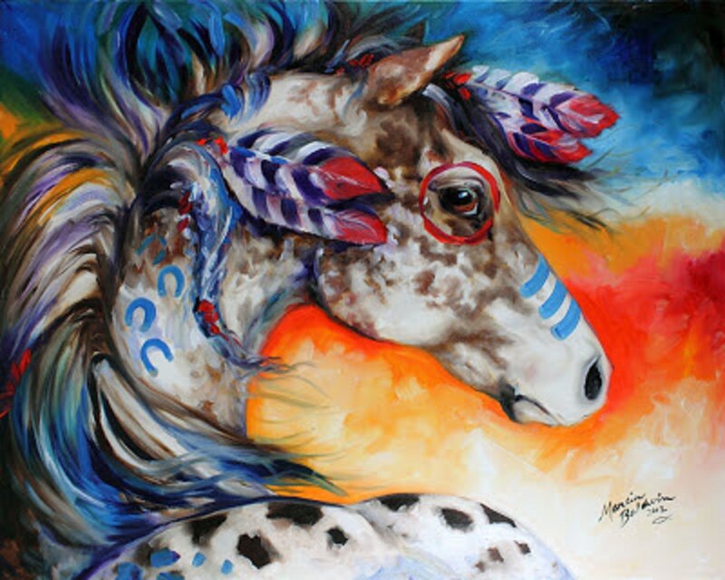 Horse with Feathers — Blue, Vibrant