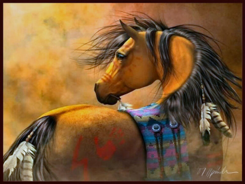 Horse with Feathers — Brown, Serene