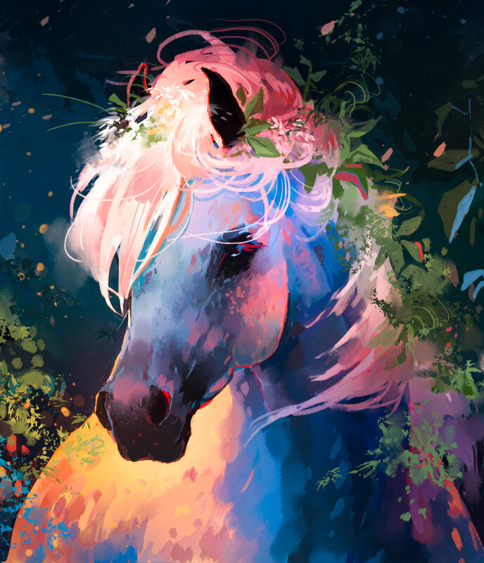 Horse with Floral Crown