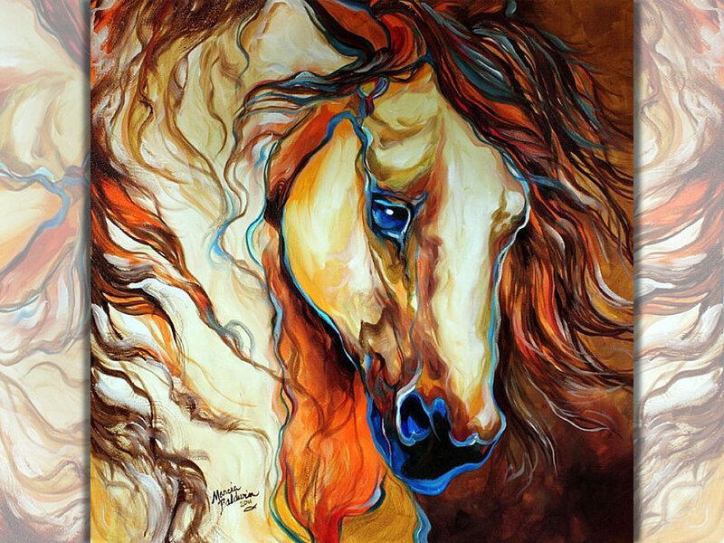 Horse with Flowing Mane — Brown, Dramatic