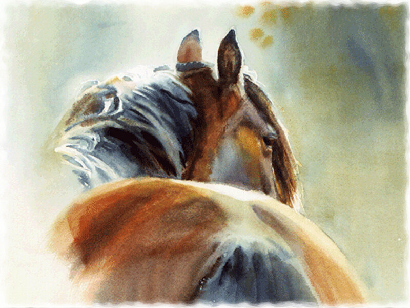 Horse with Flowing Mane — Brown