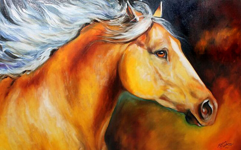 Horse with Flowing Mane — Orange