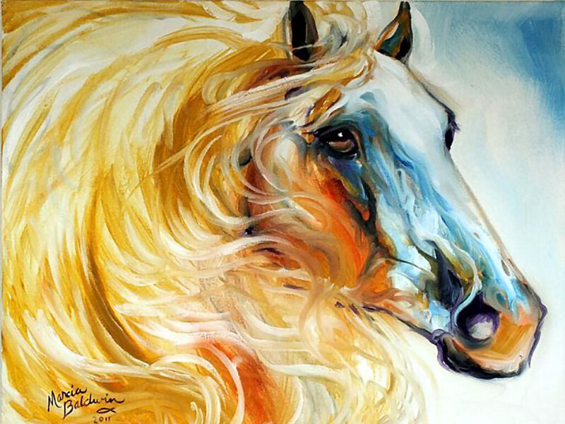 Horse with Flowing Mane — Yellow