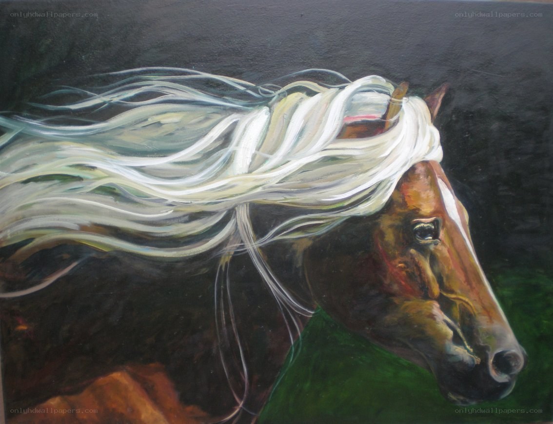 horse with flowing white mane
