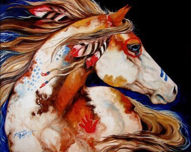 Horse with Painted Markings — White