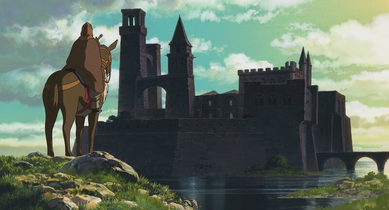 horseback rider at castle