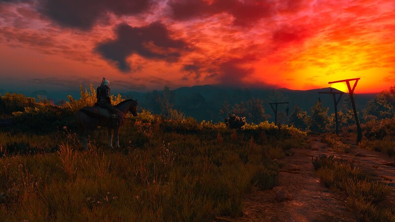 Horseback Rider at Sunset — Red