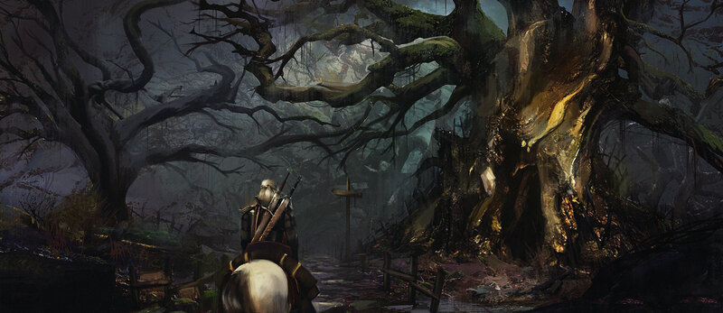 Horseback Rider in Forest — Dark Green