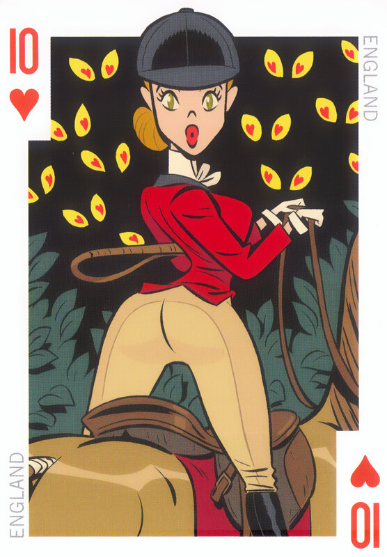 Horseback rider playing cards