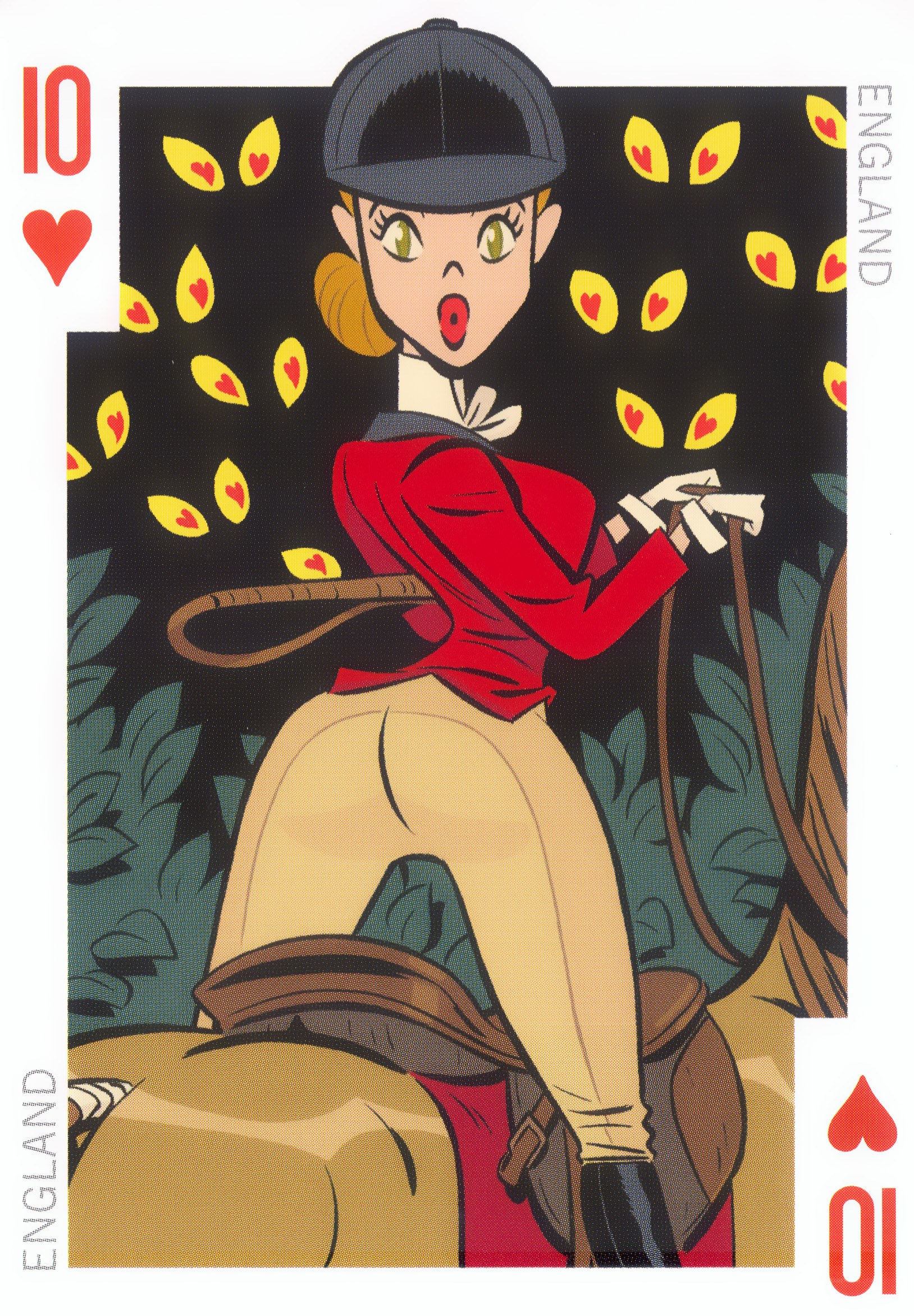 Horseback rider playing cards