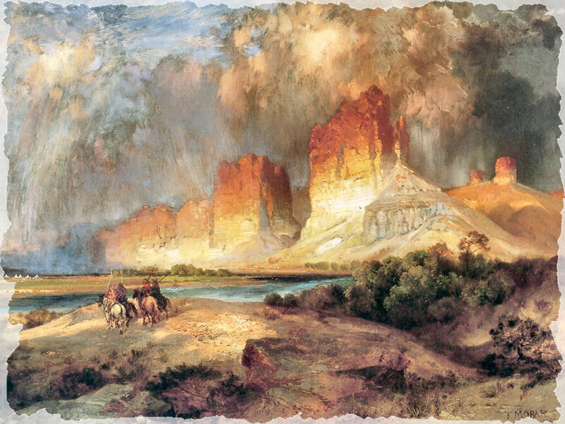 Horseback Riders in Canyon — Brown