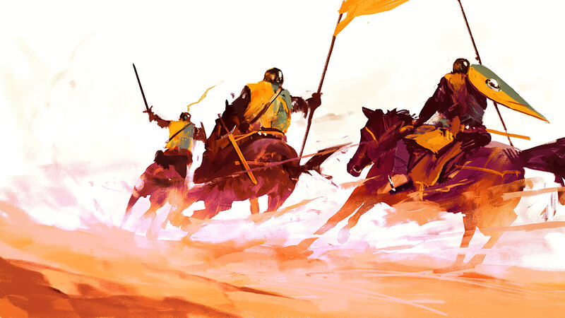 Horseback Warriors Charging