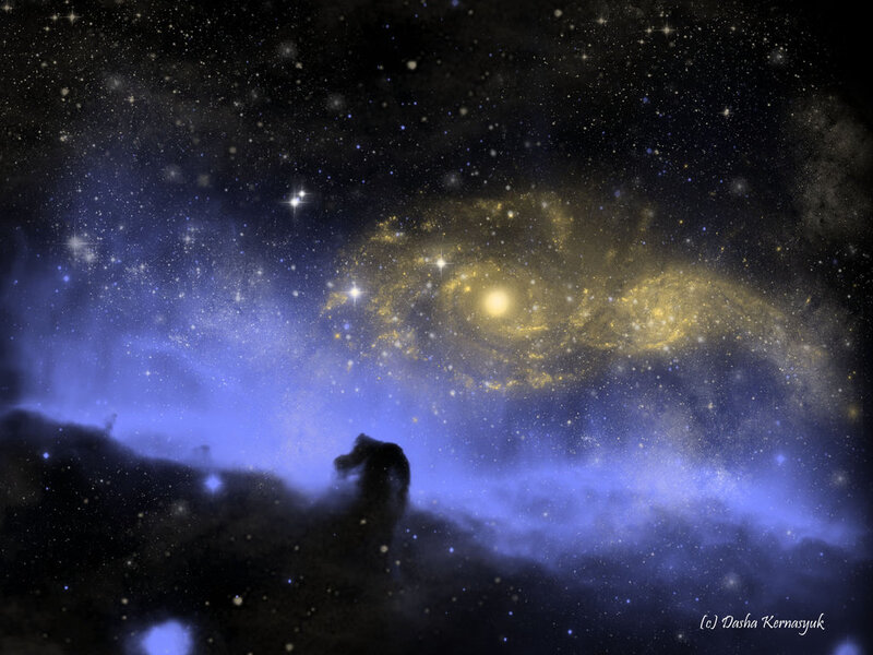 Horsehead Nebula — Blue, Cosmic, Night, Digital Art