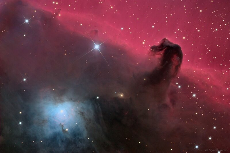 Horsehead Nebula — Red, Dramatic, Night, Photograph, Stars, Cosmic Dust, Blue