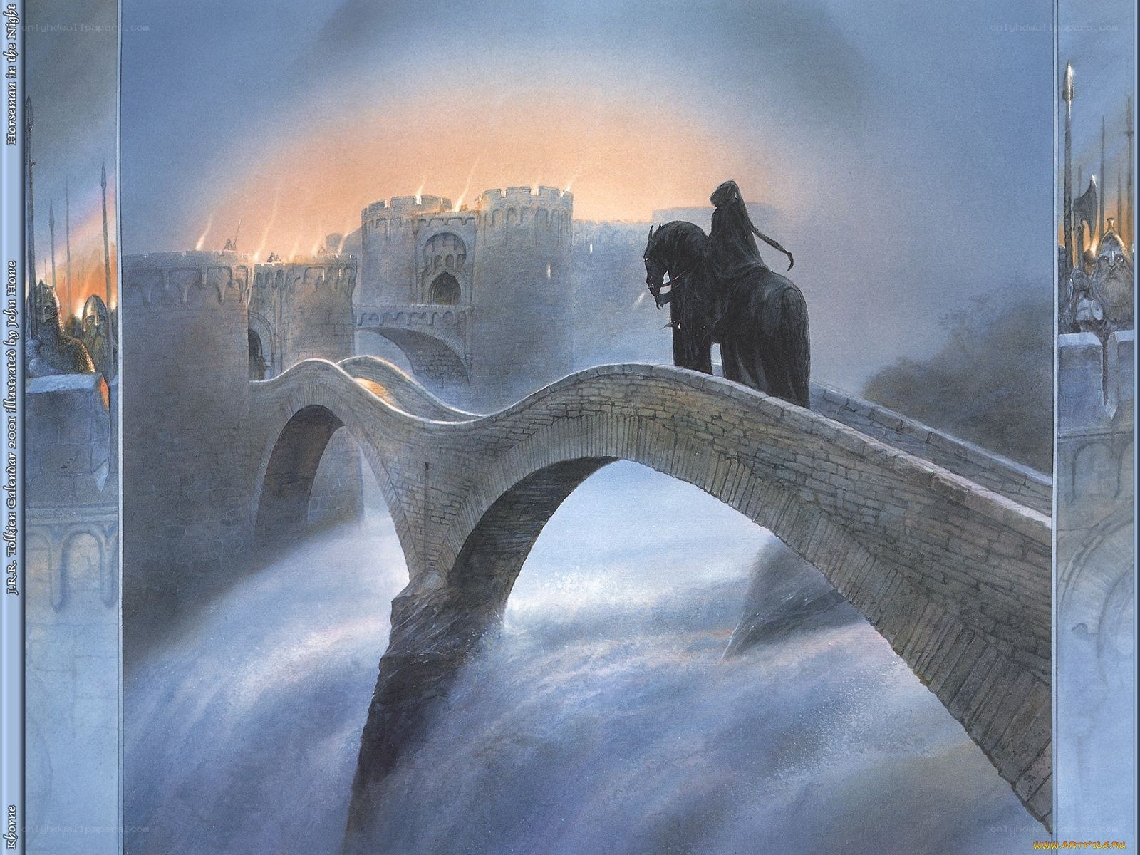 Horseman on a stone bridge