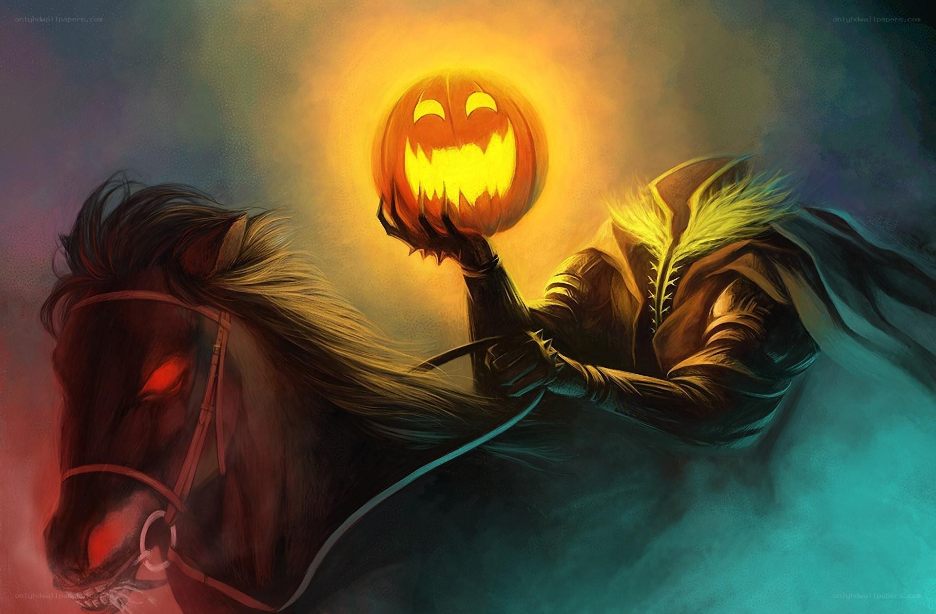 Horseman with glowing pumpkin