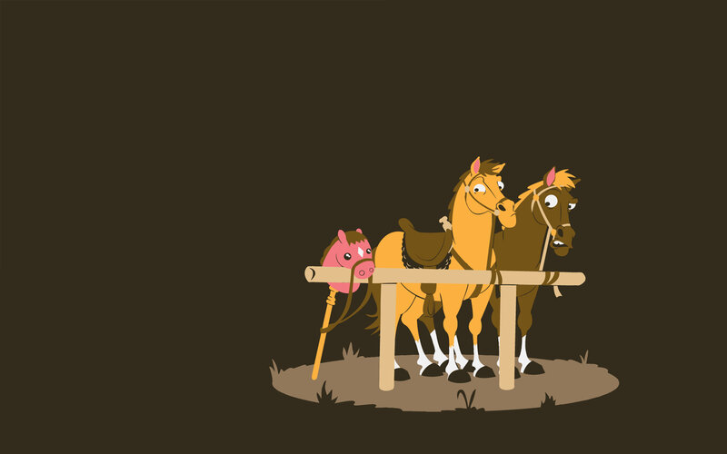 Horses and a hobby horse