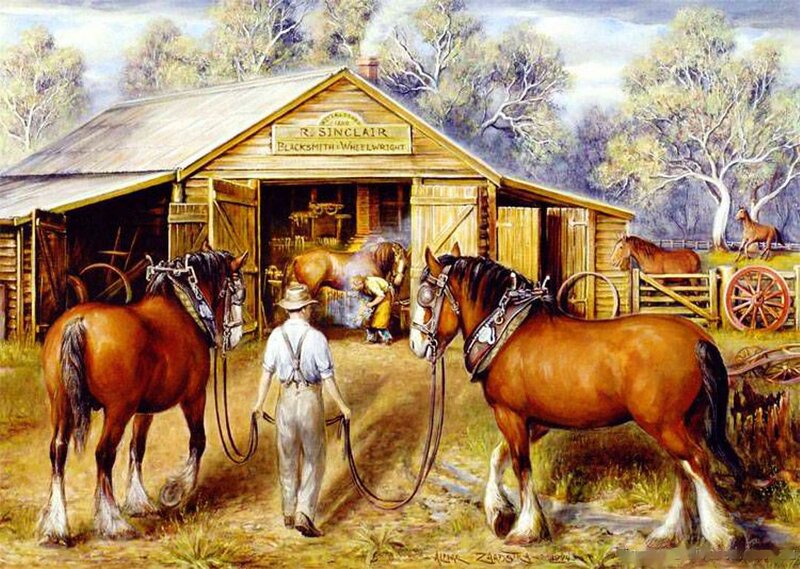 Horses at Blacksmith Shop