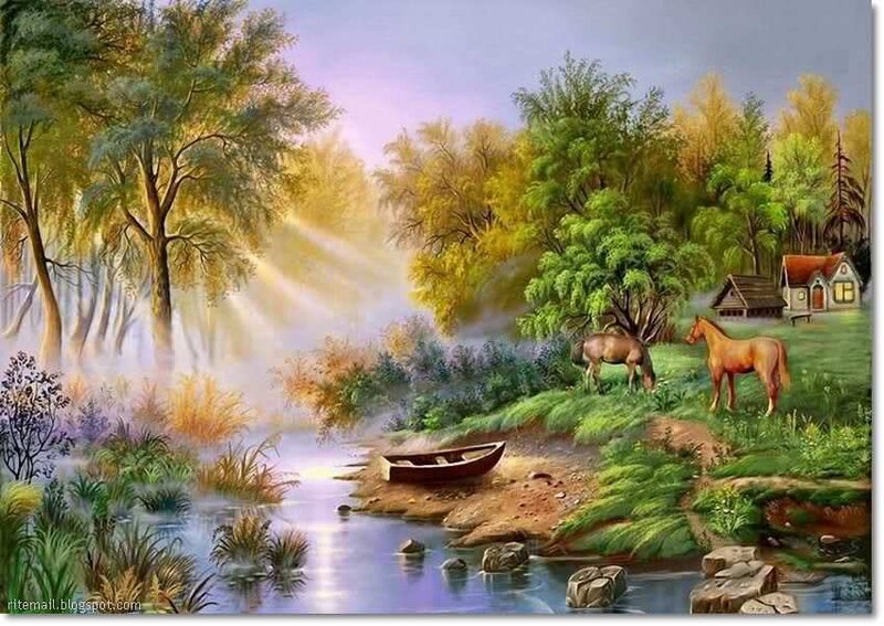Horses by a River