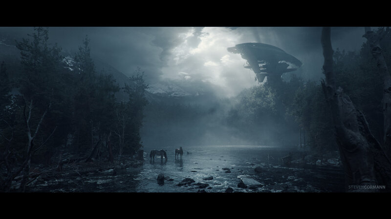 Horses in a River
