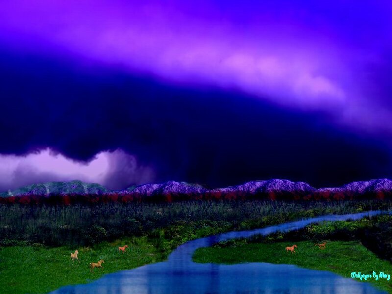 Horses in a Valley — Purple