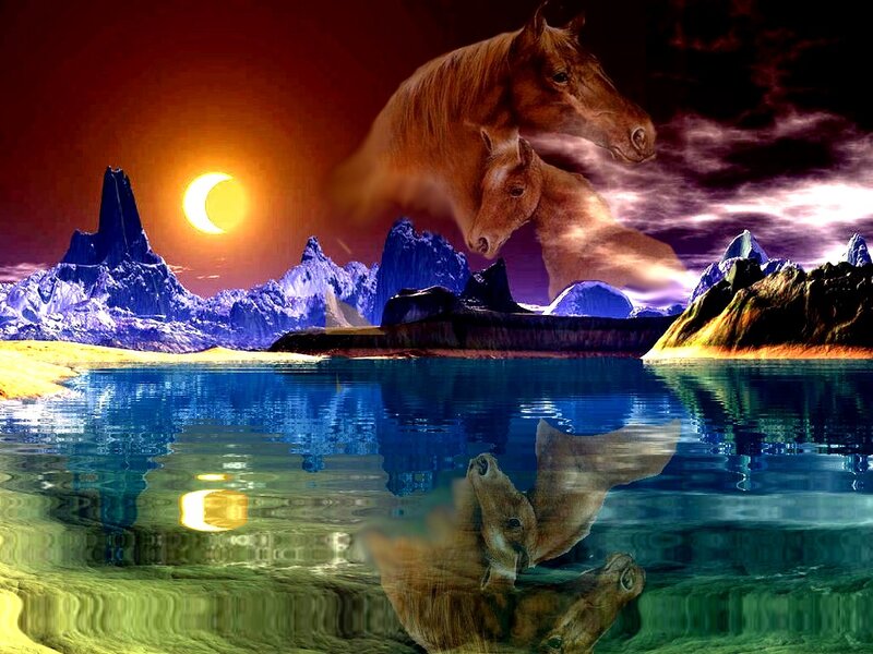 Horses in Surreal Landscape