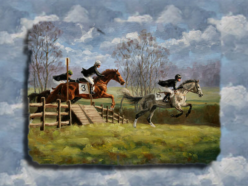 Horses Jumping Hurdles