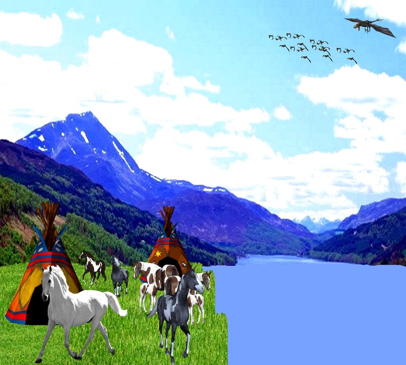 Horses Near Teepees