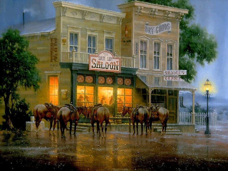 Horses Outside Saloon