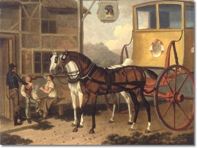Horses Pulling a Carriage — Brown
