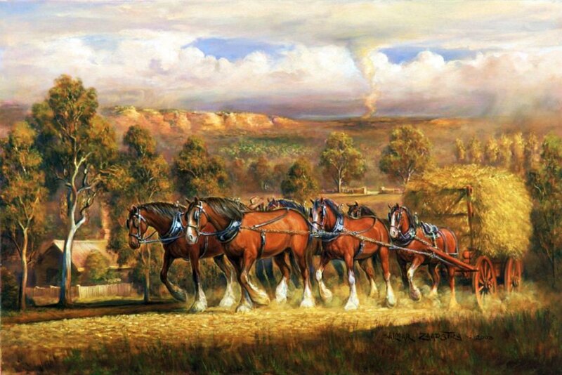 Horses Pulling Hay Cart